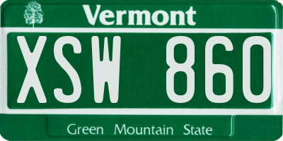 VT license plate XSW860