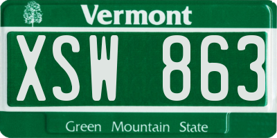 VT license plate XSW863