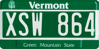 VT license plate XSW864
