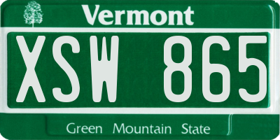 VT license plate XSW865