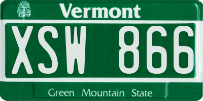 VT license plate XSW866