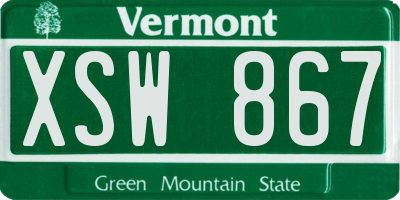 VT license plate XSW867