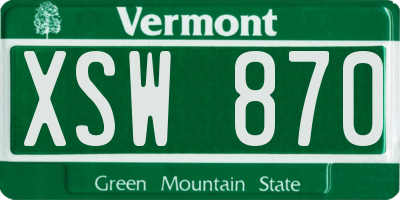 VT license plate XSW870