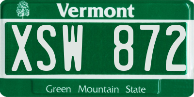 VT license plate XSW872