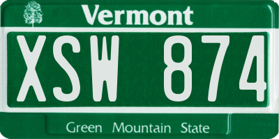 VT license plate XSW874