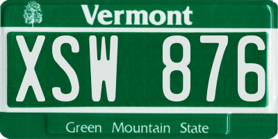VT license plate XSW876