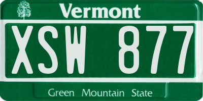 VT license plate XSW877