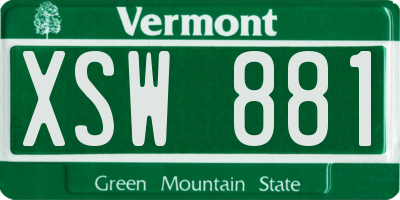 VT license plate XSW881
