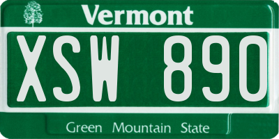 VT license plate XSW890