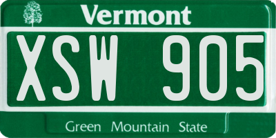 VT license plate XSW905