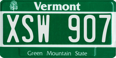 VT license plate XSW907