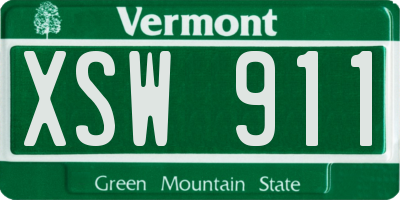 VT license plate XSW911