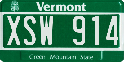VT license plate XSW914