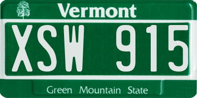 VT license plate XSW915