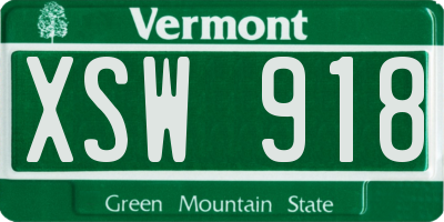 VT license plate XSW918