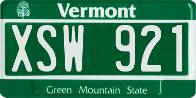 VT license plate XSW921