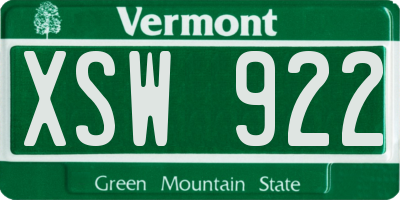 VT license plate XSW922