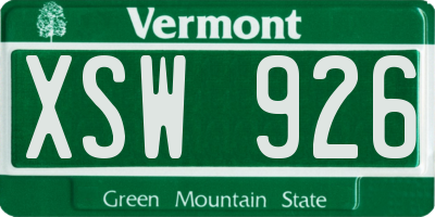 VT license plate XSW926