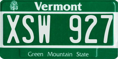 VT license plate XSW927