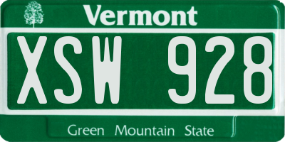 VT license plate XSW928