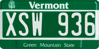 VT license plate XSW936