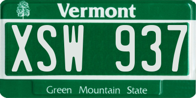 VT license plate XSW937