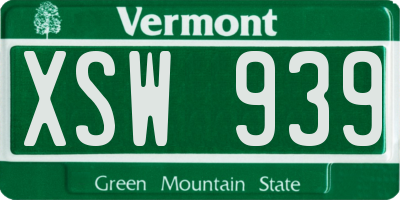 VT license plate XSW939