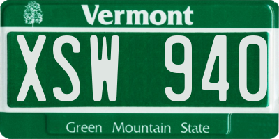 VT license plate XSW940