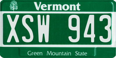 VT license plate XSW943