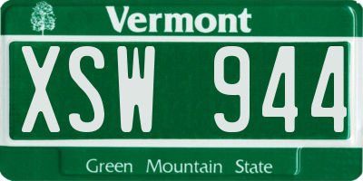 VT license plate XSW944
