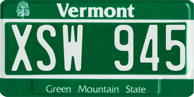 VT license plate XSW945