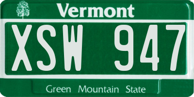 VT license plate XSW947