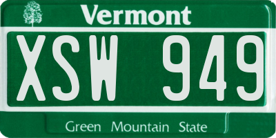 VT license plate XSW949