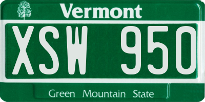 VT license plate XSW950
