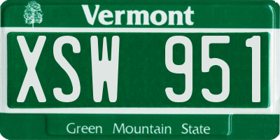 VT license plate XSW951