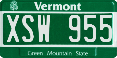 VT license plate XSW955