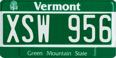 VT license plate XSW956