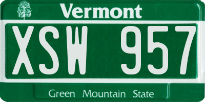 VT license plate XSW957