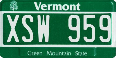 VT license plate XSW959