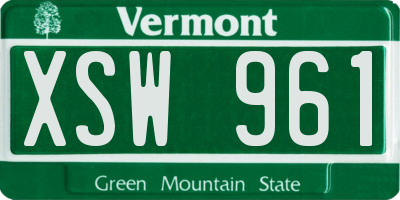 VT license plate XSW961