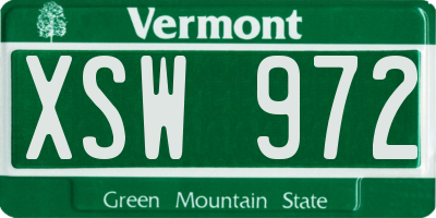 VT license plate XSW972