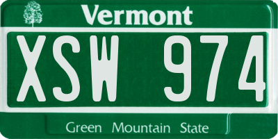 VT license plate XSW974