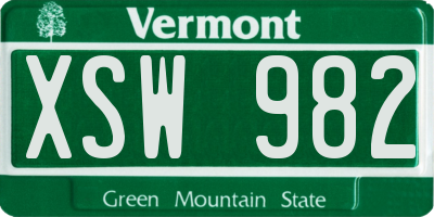 VT license plate XSW982