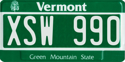 VT license plate XSW990