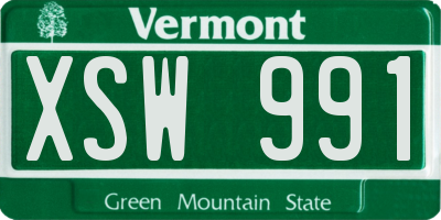 VT license plate XSW991