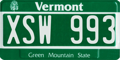 VT license plate XSW993