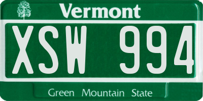 VT license plate XSW994