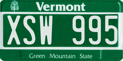 VT license plate XSW995