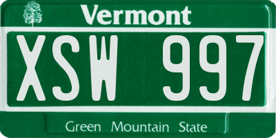 VT license plate XSW997