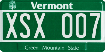 VT license plate XSX007